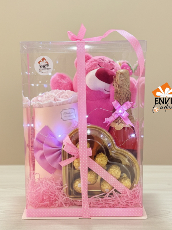 Box peluche fraise luxe