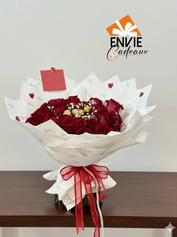 Bouquet de fleurs avec téléphone