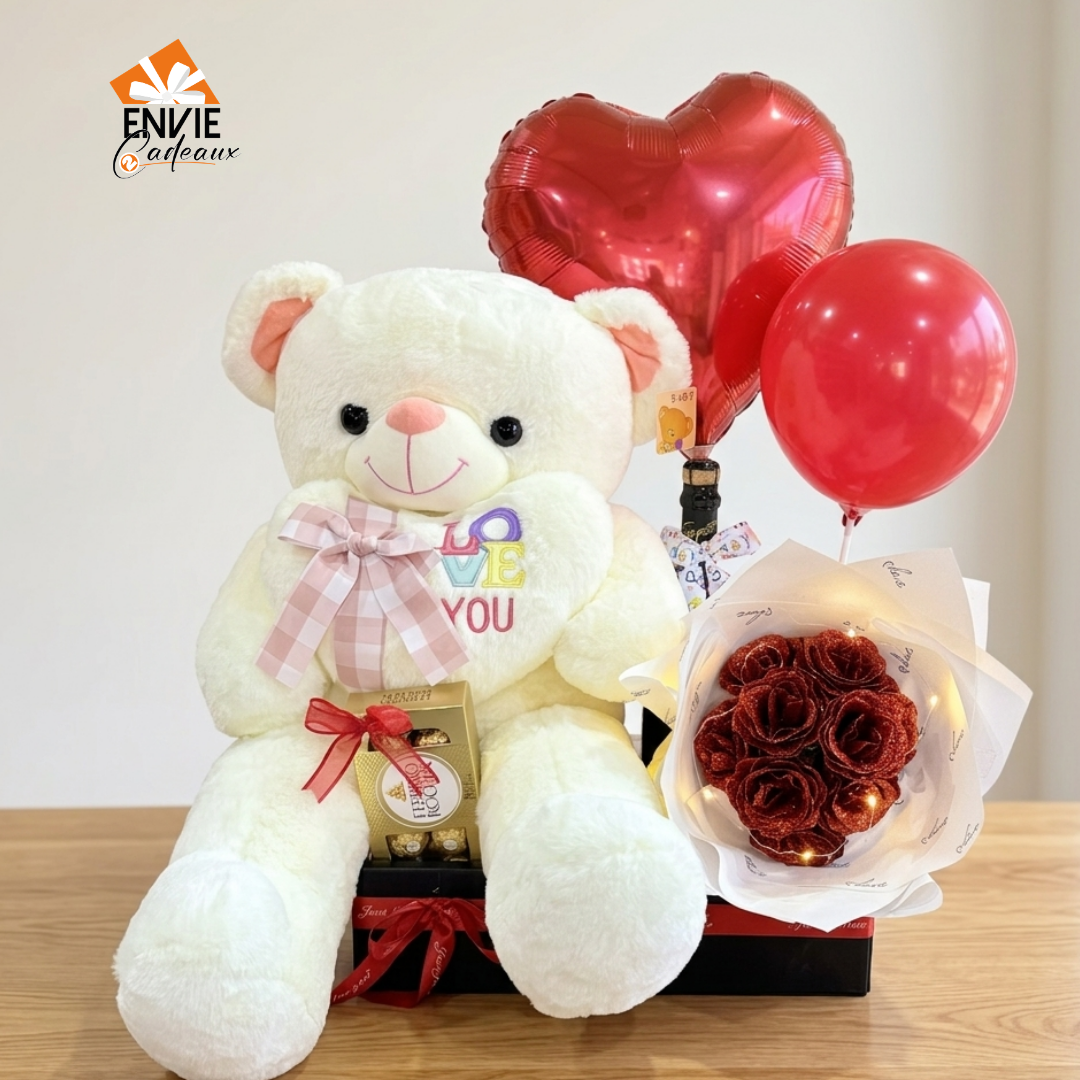 Box peluche love Beige