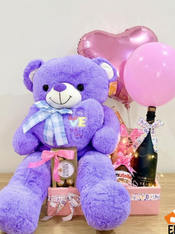 Box peluche love violet