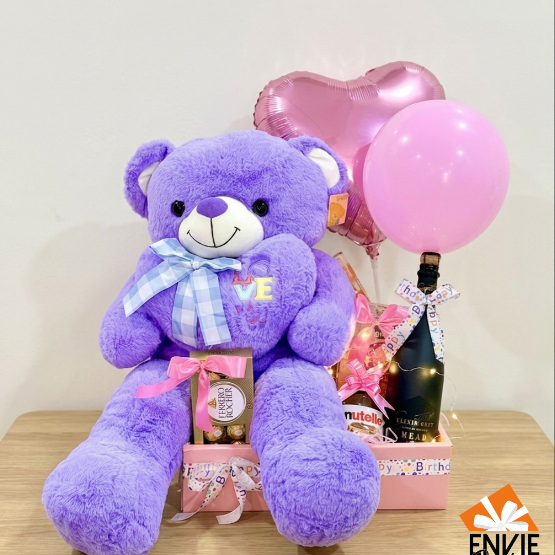 Box peluche love violet